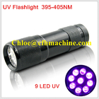Maak de Zwarte Legering van het Kleurenaluminium Droge 395NM Op batterijen 9 UVwaterdicht LEIDENE Flitslicht/Toorts